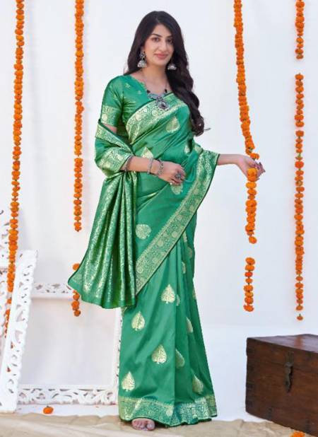 Green Colour Maaisha Silk Vol 3 Manjubaa New Latest Designer Ethnic Wear Saree Collection 11002